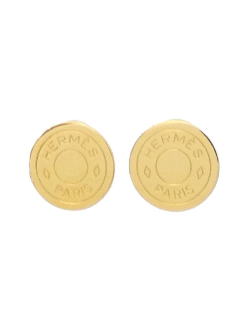 Hermes Sellier Earrings Gold